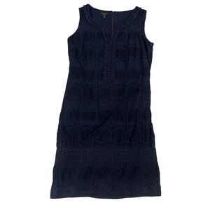 Talbots | Eyelet Lace Sleeveless Knee Length Sheath‎ Dress Navy Blue Size 4